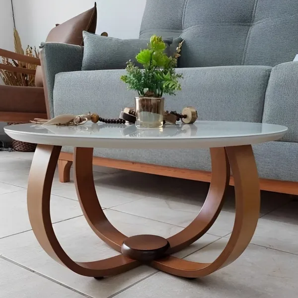 Mesa Mesinha de Centro Sala Redonda com Vidro 60 Centímetros