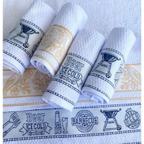 Kit 7 Panos Atoalhados Copa Cozinha Prato