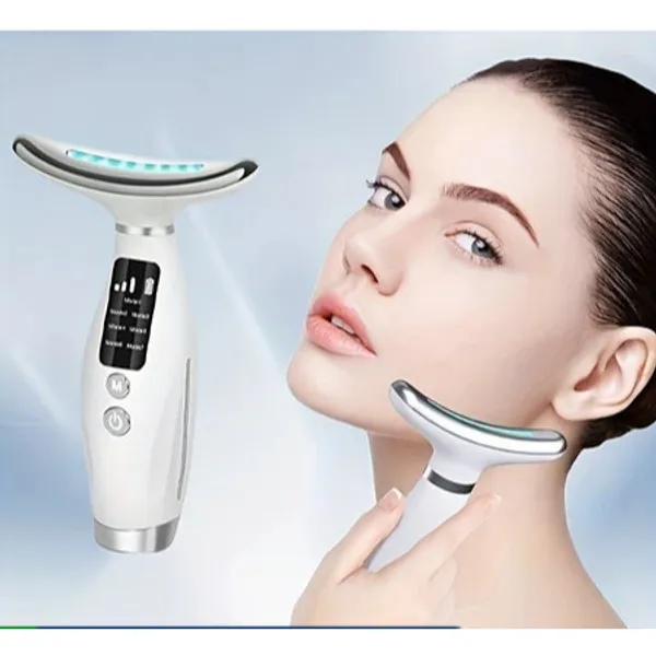 Massageador De Pele Firmeza Pescoço Led de 7 Modos Massageador Portátil Beleza para Rosto e Pescoço