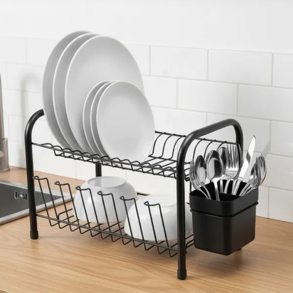 Escorredor Louça 13 Pratos Dois Andares Porta Talheres Copos