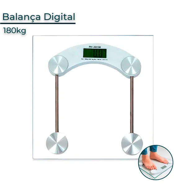 Balança Corporal Digital Até 180kg Com Vidro Temperado Premium
