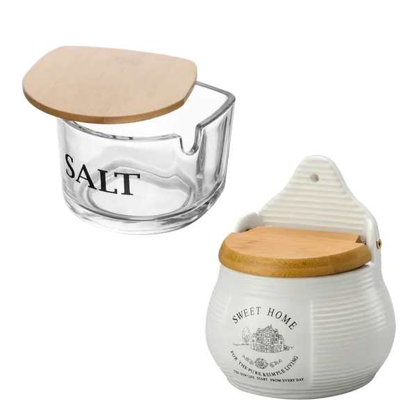 Saleiro clássico de Vidro e Tampa de Bambu - Wolff