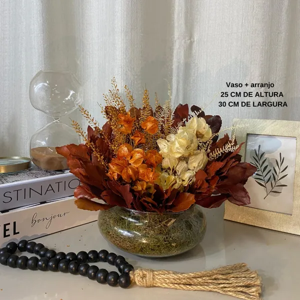 Arranjo Para Decorar Rustico Elegante Terracota + Vaso