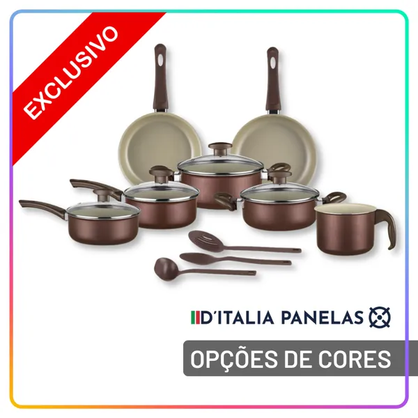 Jogo de Panelas Antiaderente 10 Peças com Utensílios e Frigideiras para Cozinha Completa