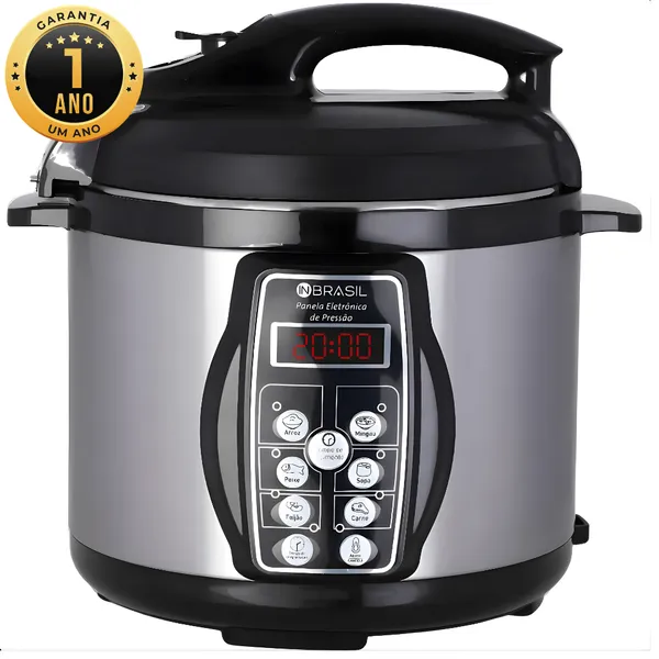 Panela De Pressão Elétrica Inox - 4 Litros - Multifuncional Digital - In Brasil