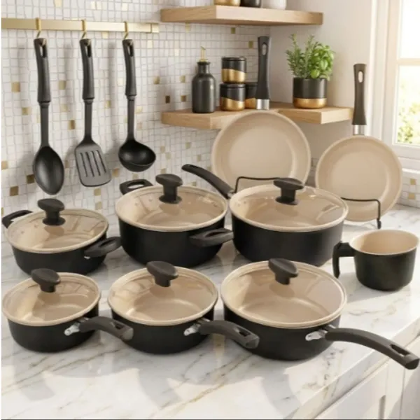 Jogo de Panelas 13 Peças Conjunto Teflon Antiaderente Kit Frigideira Caçarola