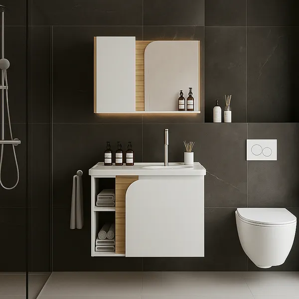 Conjunto Lotus com 2 Portas, Prateleiras, Espelheira e Cuba - GAMA MÓVEIS