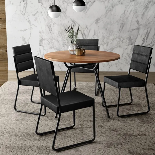 Conjunto Sala de Jantar 4 Cadeiras San Francisco Carraro Preto