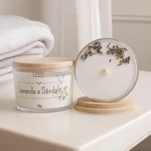 Vela aromática  artesanal PREMIUM 110g - Vários Aromas - OFICIAL Com especiarias e tampa de madeira CLASSIC