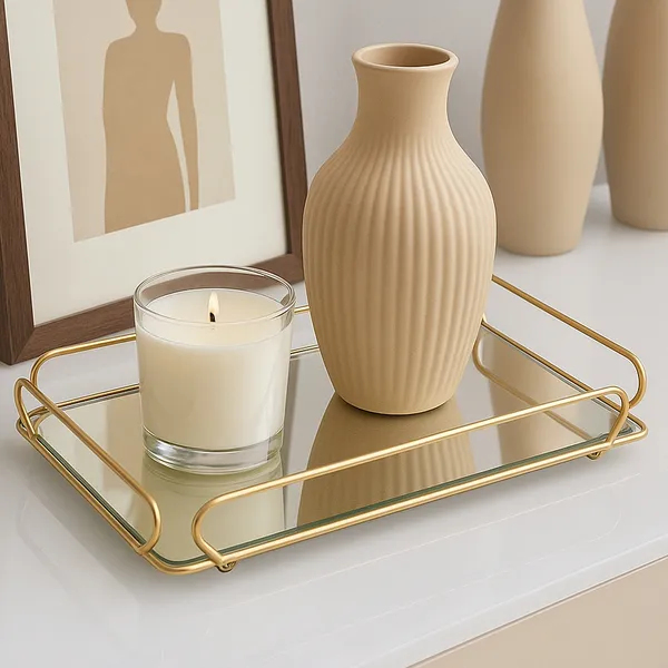 Bandeja Ana Decorativa Espelhada 20x30 Dourada