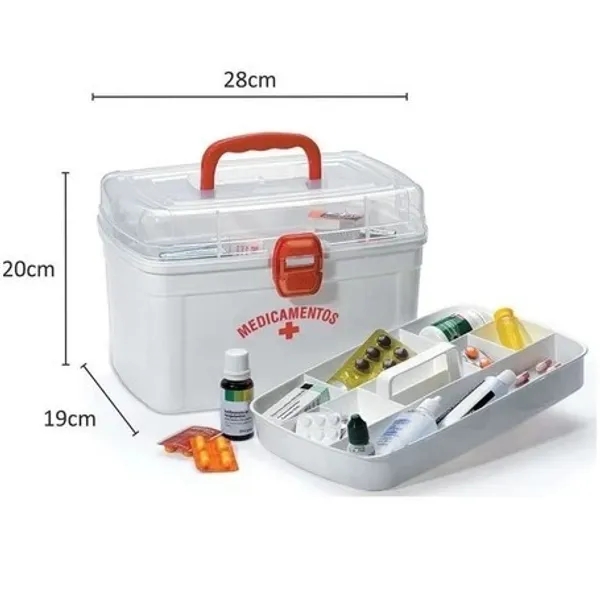 Caixa Maleta com bandeja para remédios medicamentos Grande com alça e bandeja Nitron