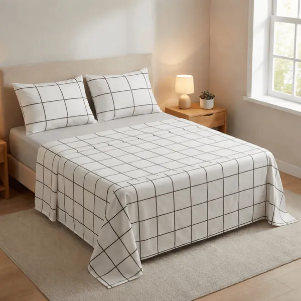 Jogo De Cama Lençol Casal Padrão 4 Peças Percal Algodão Com Fronha Estampado