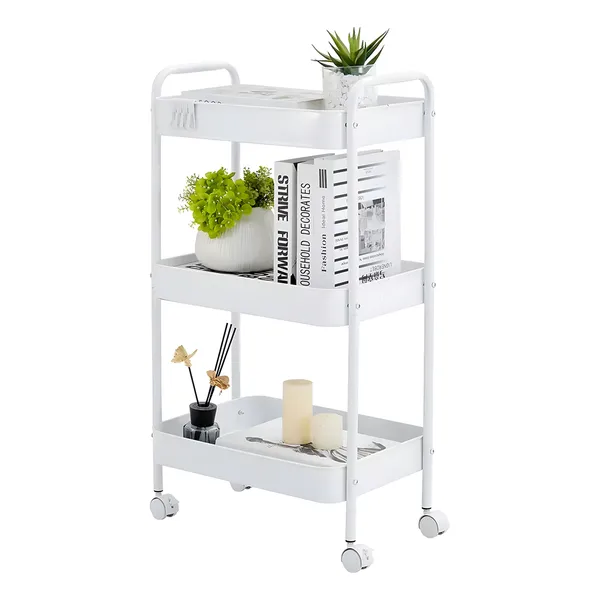 Carrinho Organizador Gala Em Metal 3 Divisórias Com Rodas