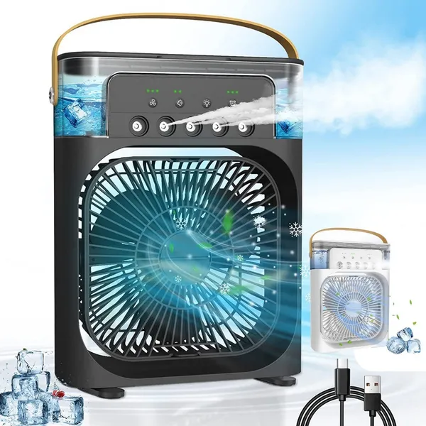 Mini Ar Condicionado Climatizador Umidificador Ventilador Portátil USB Led Quarto Sala Escritório Mesa Reservatório 600m