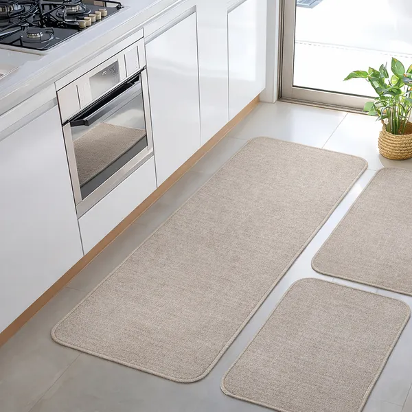 Kit Jogo de Tapete Passadeira Para cozinha Antiderrapante 3 Pçs 1 Passadeira e 2 Tapetes