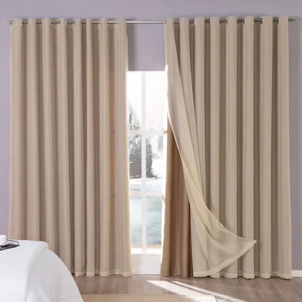 Cortina Tecido Blackout com Voil 3,00m x 2,70m Sala Quarto Adulto e Infantil