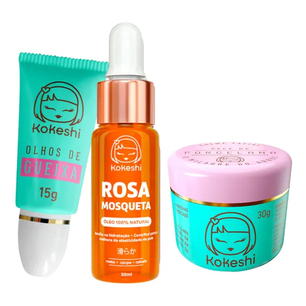 Kit Renovadores Kokeshi Pele Porcelana Óleo de Rosa Mosqueta