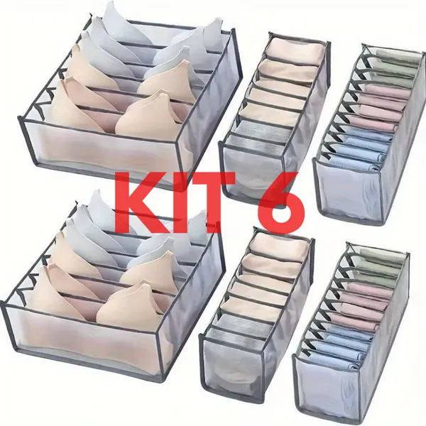 KIT 6 Organizador de Gaveta para Sutiã, Meias e Peças Íntimas Dobrável