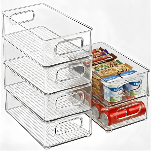 Kit 6 Organizadores de Geladeira Armário Despensa Cozinha Empilháveis Organizador de Alimentos