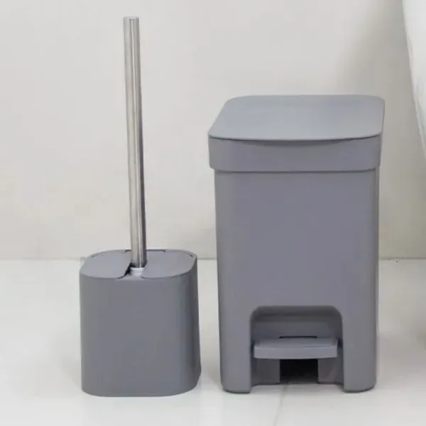 Conjunto de Lixeira com Pedal 6L e Escova Sanitária com Suporte – Linha Trium - OU