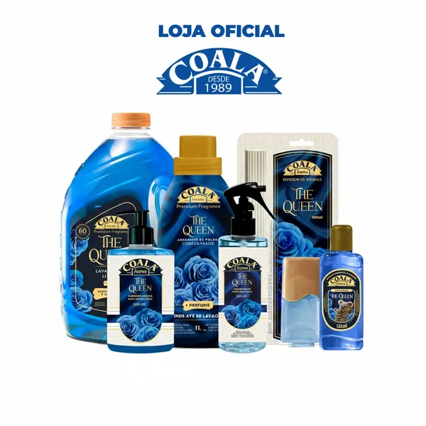 Kit Coala Completo The Queen - Lava Roupas Liquido + Amaciante + Difusor + Home Spray + Limpador Perfumado