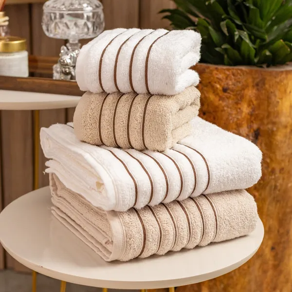 Jogo Toalhas De Banho Super Luxo 4 Peças 100% Algodão Casal Gigante Alta Absorção Toalha Felpuda