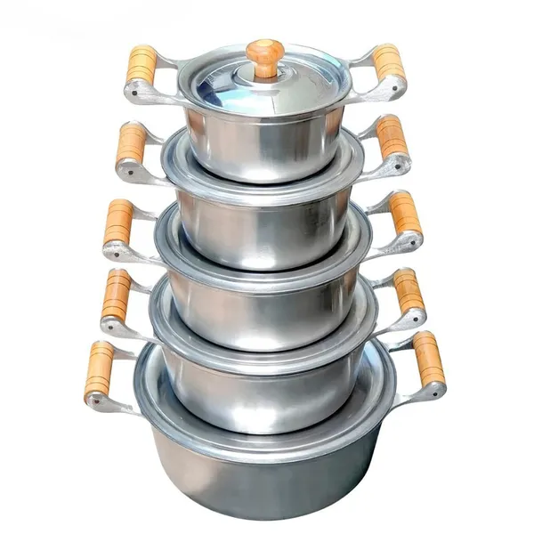 jogo de Panelas polido em alumínio batido grosso Fundido premium conjunto