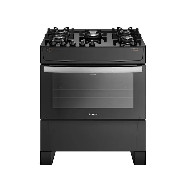 Fogão Atlas 5 Bocas Atenas Glass com  forno e Mesa de Vidro Bivolt