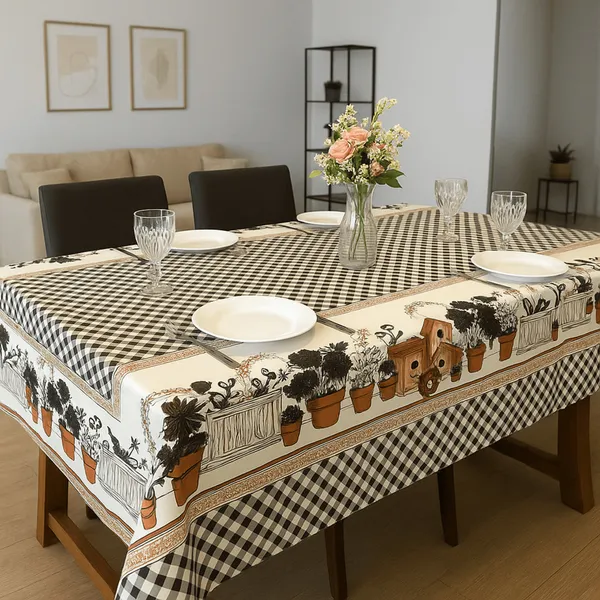 Toalha de Mesa Retangular Oxford Poliéster Lisa Estampada Lavável 4 6 8 10 12 Lugares Cozinha Jantar Luxo Moderna