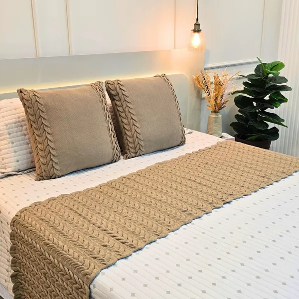 Peseira Manta Tricot Sofá Cama Casal Queen King Aconchego Home Decor - SOMENTE A PESEIRA