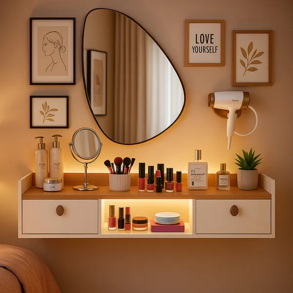 Penteadeira Suspensa Para Quarto Sala Tv 90cm Home Decoração Com 2 Portas Rack Aparador