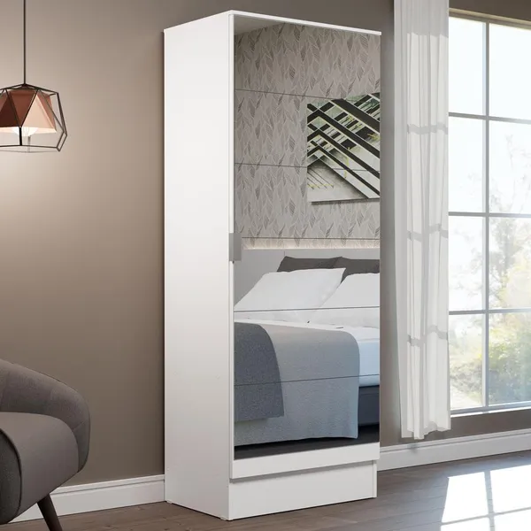 Sapateira Armário Multiúso Isis Madesa 1 Porta com Espelhos - Branco