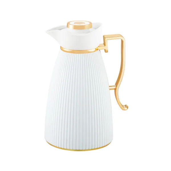 Garrafa Térmica Zaya Tuut 1L  Canelada Design Sofisticado, Mantém Bebidas Quentes E Frias, Ideal Café E Chá Off White