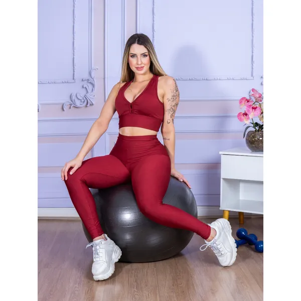 Conjunto Feminino 1 Legging + 1 Top Nad. Zero Transparência Blackout