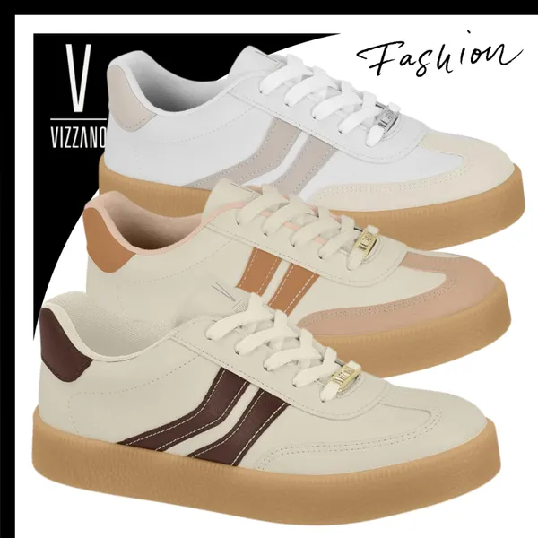 Tênis Vizzano Flatform Feminino Retrô Casual Solado Gomado Confortável