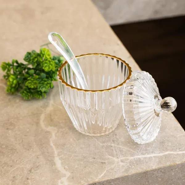 Açucareiro Wolff Imperatriz de Cristal com Fio de Ouro 8cm