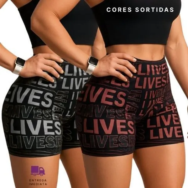 Kit 2 Shorts Esportivo Feminino Suplex Fitness Meia Coxa Academia Crossfit Degrade Verão