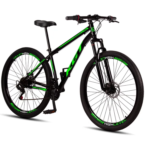 Bicicleta Aro 29 KGT Aço Carbono Freios a Disco Suspensão 21 Marchas