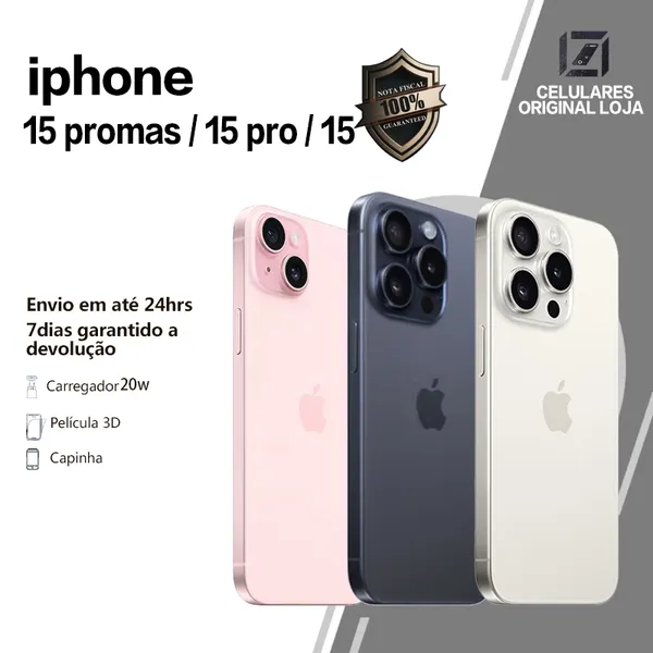 Celular iPhone 15/15 Pro/ 15 Pro Max 128/ 256GB 100% Original Com Garantia