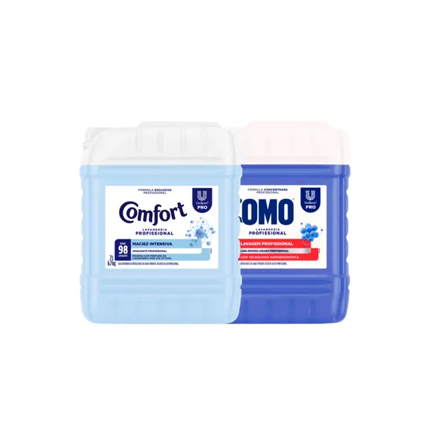 Kit Lava Roupas Lavanderia Pro Omo 7L + Amaciante Comfort 7L