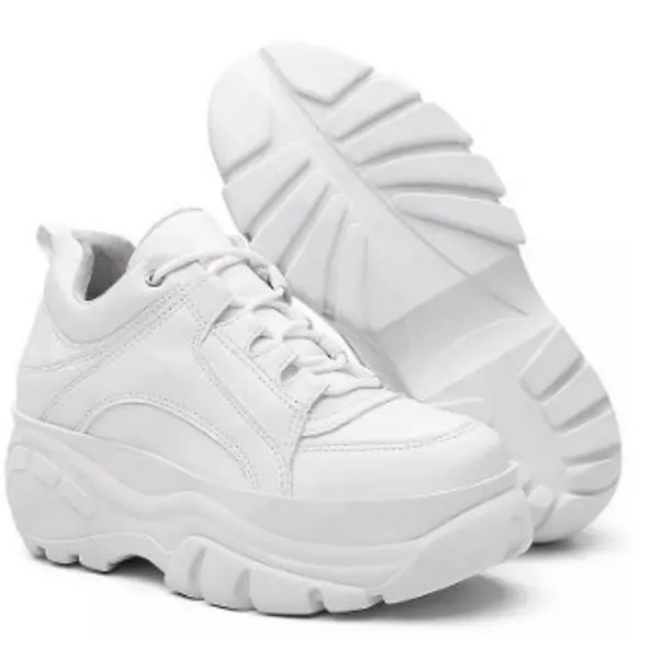 Tenis Feminino Buffalo Casual Plataforma Tratorado Todo Branco Blogueira Promoção Envio Rapido Moda