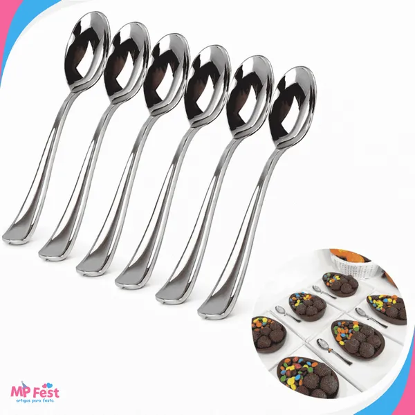 Colher para Ovo de Páscoa 10cm Prata Metalizada