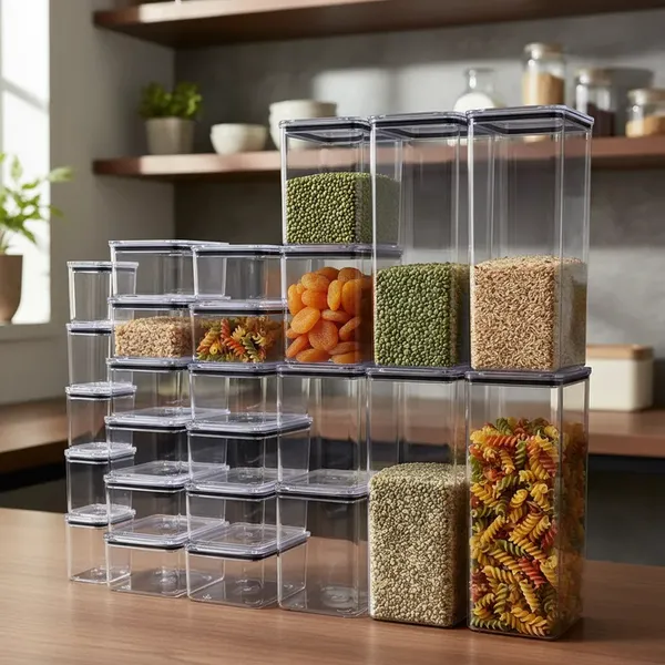 Kit premium com 25 Potes Herméticos Acrílicos 4 Tamanhos Organização