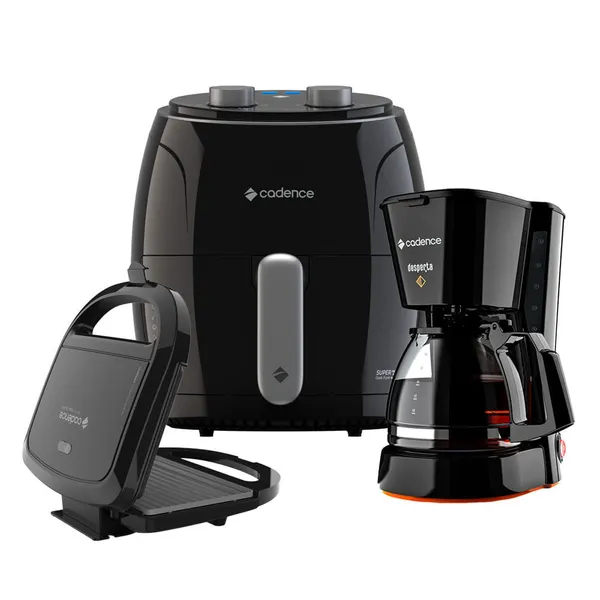 Kit Super Cook Cadence Fritadeira 3,8L - Sanduicheira - Cafeteira