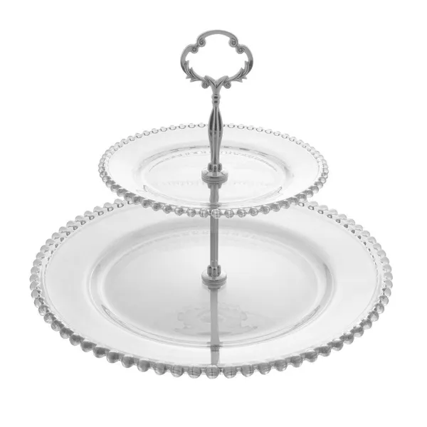 Prato Duplo para Doces Wolff Pearl de Cristal 32cm x 25cm