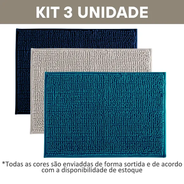 Kit Tapete Banheiro Microfibra Bolinha com 3 Peças Antiderrapante Bolinha Macio Promoção 950grs/m2
