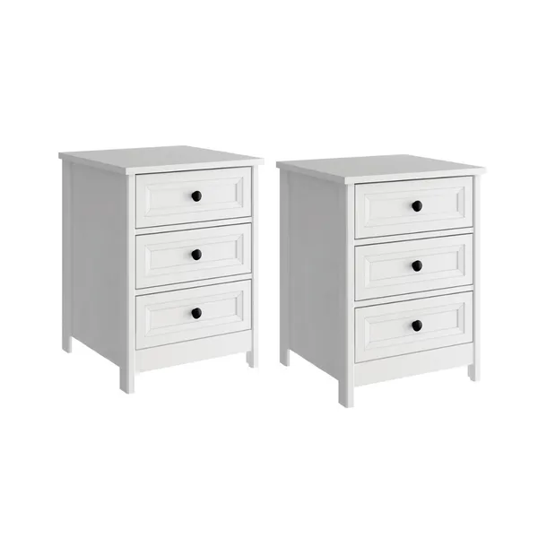 Mesa de Cabeceira Ditália 2 Unidades 3 Gavetas DM-111 Branco
