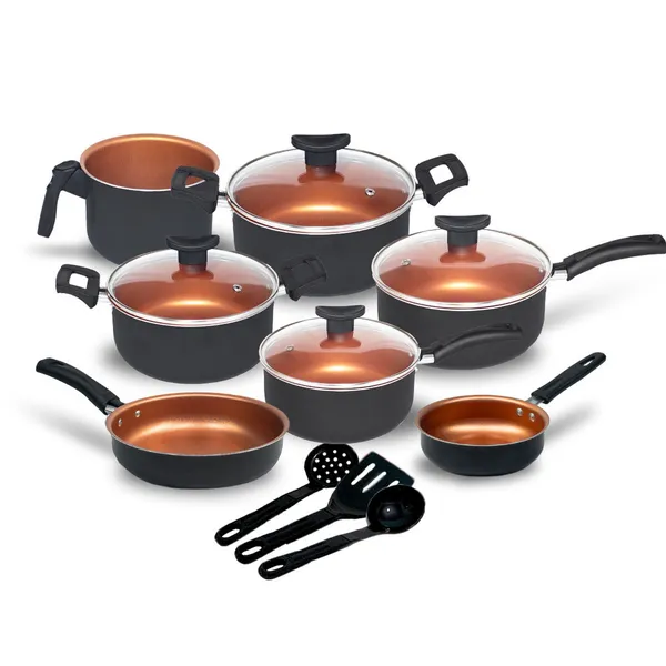 Conjunto Jogo de Panelas Teflon 10 Pçs Antiaderente Tampa de Vidro