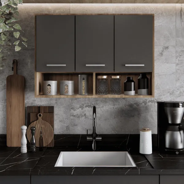 Armário 3 Portas Organizador Multiuso Pronta Entrega Com Nicho para Canecas Móveis Bonatto