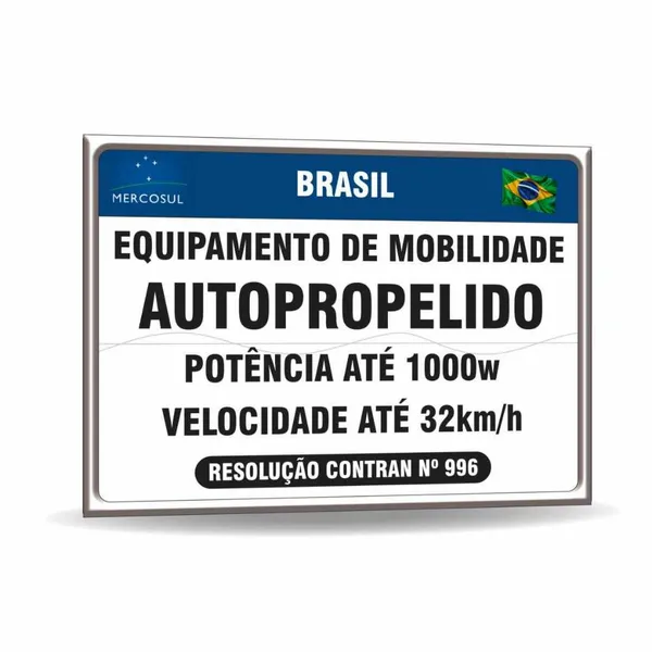 Placa básica em PVC 17x12cm para scooter, moto elétrica e bicicleta - branca
